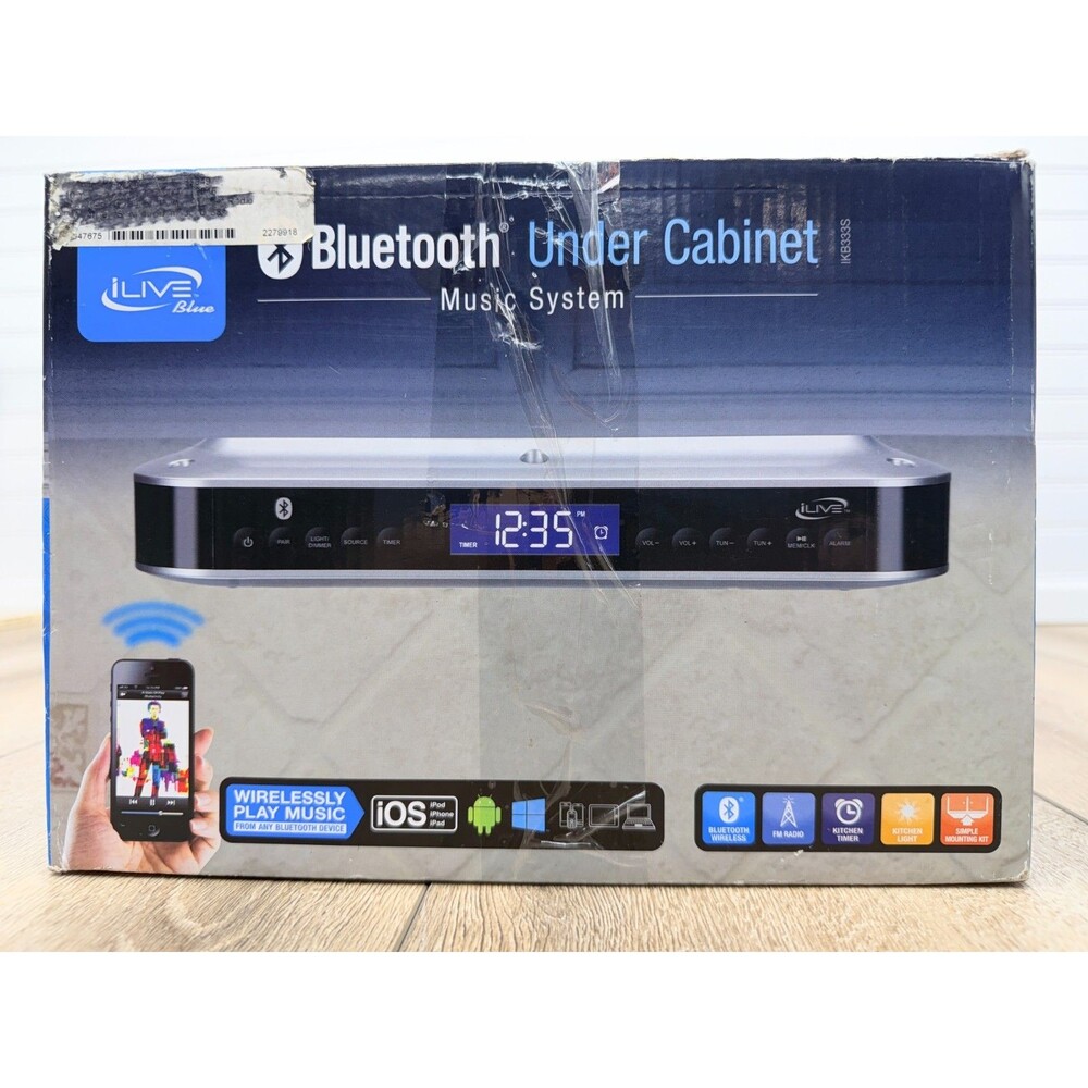 Bluetooth Under Cabinet Music System~iLive Blue~#IKB333S~Brand New~Open Box